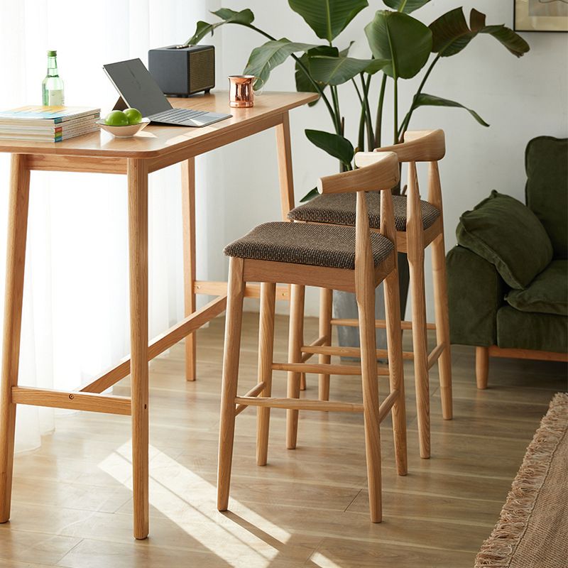 Modern Style Rectangle Bar Table Brown Solid Wood Bar Dining Table with Footrest Clearhalo 'Bar Furniture' 'Bar Tables' 'bar_tables' 'furn' 'furn_bar_tables' 'Furniture' 'Kitchen & Dining Furniture' 1200x1200_ead991eb-3847-427a-a8b8-357157e91ff4