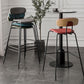 Industrial Iron Legs Bar Stool PU Leather Low Back Barstools for Living Room