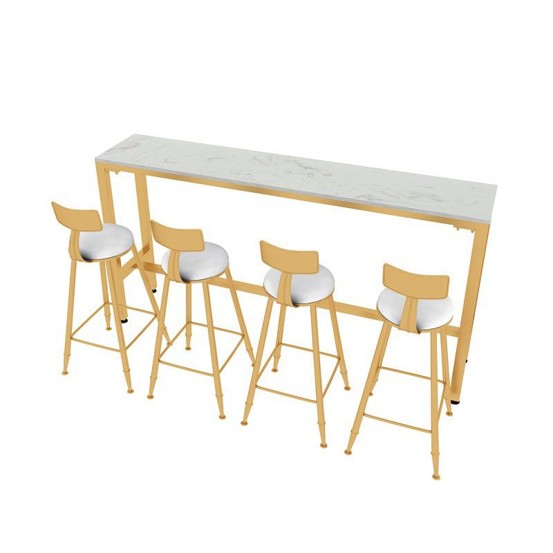 Glam Juego de mesa de bar de 1/2/5 piezas, mesa de bar rectangular con taburetes altos de metal para el hogar