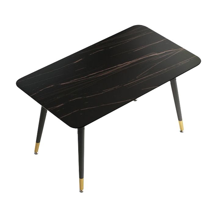 Rectangle Traditional Luxury Dining Table Sintered Stone Table with 4 Black Legs Clearhalo ' dining_table' 'Dining Tables & Seating' 'Dining Tables' 'furn' 'furn_dining_table' 'Furniture' 'furniture_dining_table' 'Kitchen & Dining Furniture' 'kitchen&dining_furn' 'kitchen' 'kitchen_dining_table' 1200x1200_eadf4c8a-484b-4b8b-b8ab-8bd6c5b1ff58