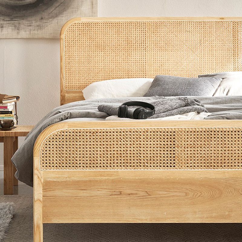 Natuurlijk massief houten standaard bed tropisch paneelbed met hoofdeinde en voetbord