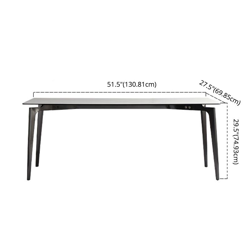 Minimalist Dining Table Set Metal Frame Grey Slate Rectangular Dining Table Set with 4 Legs Base Clearhalo 'Dining Room Sets' 'Dining Tables & Seating' 'dining_room_set' 'furn' 'furn_dining_room_set' 'Furniture' 'furniture_dining_room_set' 'Kitchen & Dining Furniture' 'kitchen&dining_furn' 'kitchen' 1200x1200_eae28436-9d8a-4d44-9f17-15aafafab718