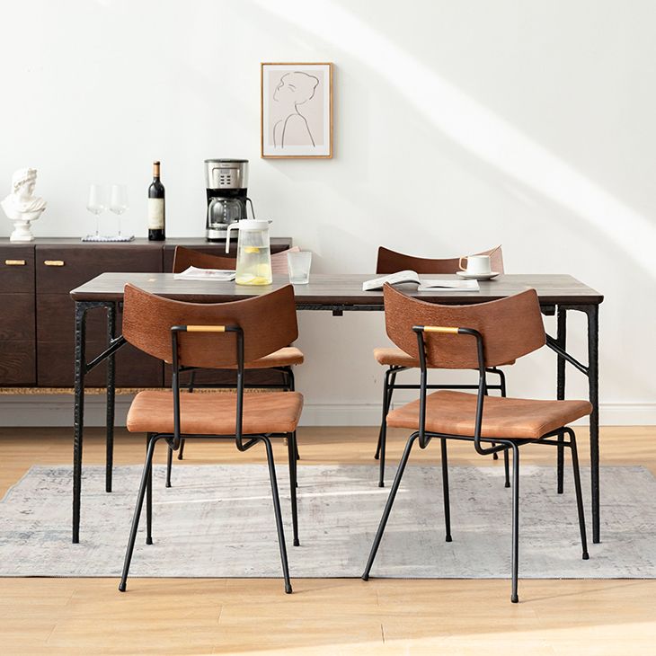 Industrial Dining Room Set with Rectangle Table and Metal Base Dining Set for Home Use Clearhalo 'Dining Room Sets' 'Dining Tables & Seating' 'dining_room_set' 'furn' 'furn_dining_room_set' 'Furniture' 'furniture_dining_room_set' 'Kitchen & Dining Furniture' 'kitchen&dining_furn' 'kitchen' 1200x1200_eae369d4-6657-4e11-b522-afa2d86f244a