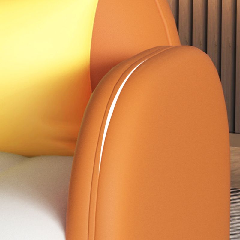 Contemporary Round Arm Standard Sofa  Tight Back Faux Leather Sofa