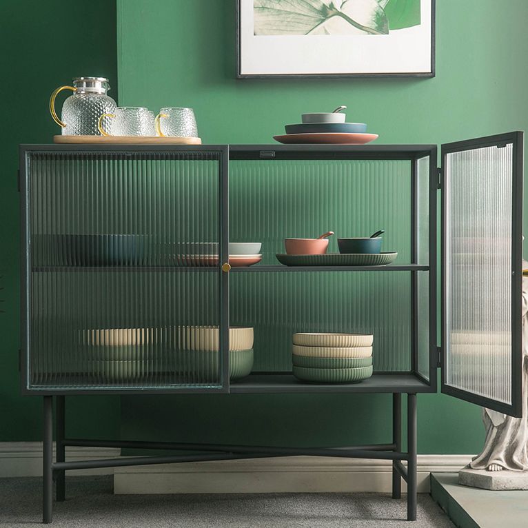 Sala de estar Minimalismo Servidor de buffet Glass 2 puertas Servidor de comedor de marco de metal