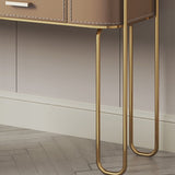 2 Storage Drawers Mirrored Vanity Set Genuine Leather Make-up Vanity