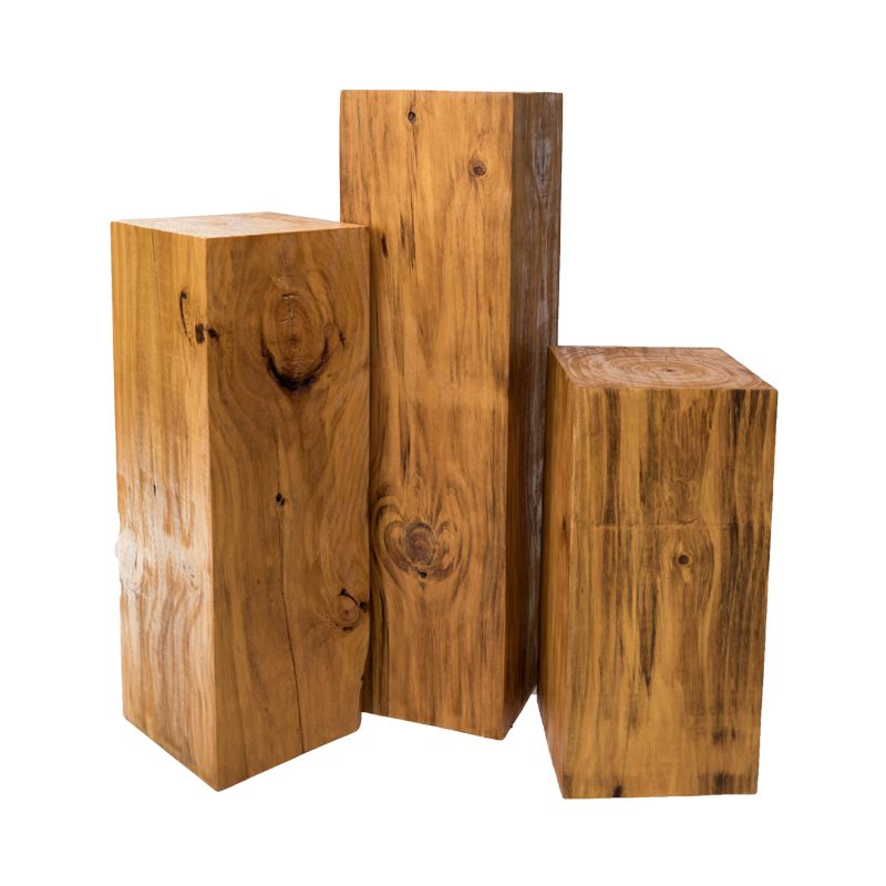 Rustic Sofa Accent Side Table Distressed Square Natural Pedestal Solid Wood Corner Table