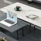 Rectangular Slate Top Coffee Table Abstract Base Cocktail Table with Storage