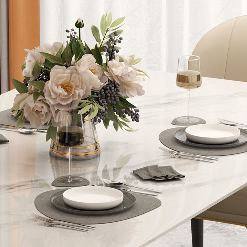Mesa rectangular de comedor estilo Glam, mesa de piedra sinterizada con patas de metal para el hogar