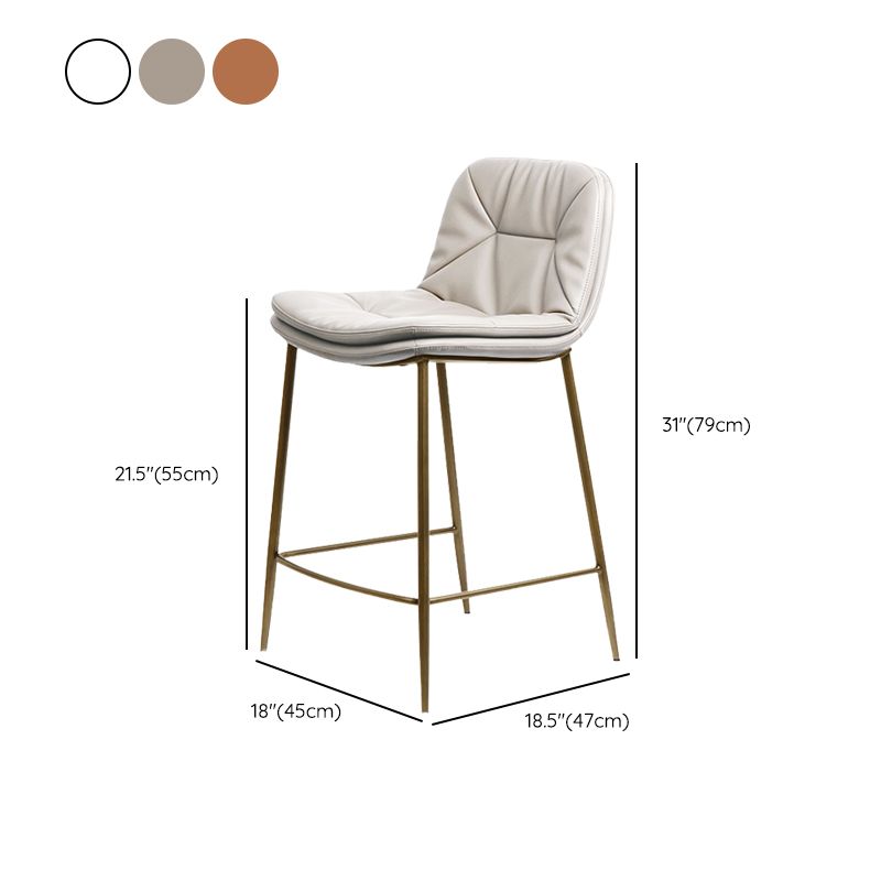 Glam Style Counter Stool Faux Leather Counter-height Stool for Indoor