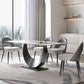 Rectangle Pedestal Table Traditional Luxury Dining Table Stainless Steel Base for Home
