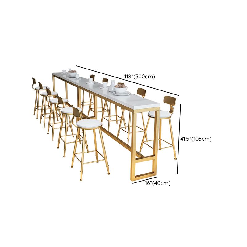 Glam Bar Height Table Solid Wood Top Bistro Pub Table with Gold Base Clearhalo 'Bar Furniture' 'Bar Tables' 'bar_tables' 'furn' 'furn_bar_tables' 'Furniture' 'Kitchen & Dining Furniture' 1200x1200_eaea0d48-aad7-495b-a300-ffeae8b45cb3