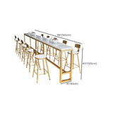 Glam Bar Height Table Solid Wood Top Bistro Pub Table with Gold Base