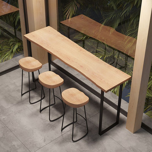 Moderno tavolo da bar rettangolare set 1/4 pezzi Tavolino in legno con sgabelli senza schienale