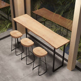 Moderner rechteckiger Stangentisch Set 1/4 Stücke Holzzähler mit hinteren Hockern