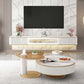 White Stone TV Stand Glam TV Media Stand with Storage for Living Room
