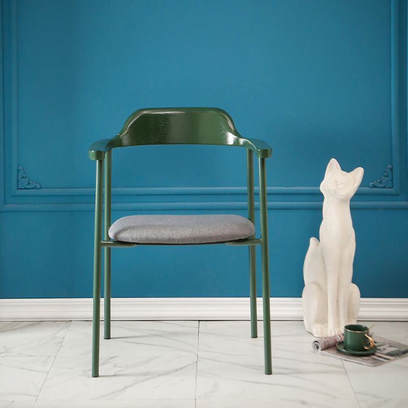 Industrial Indoor-Outdoor Chair Open Back Upholstered Dining Arm Chair