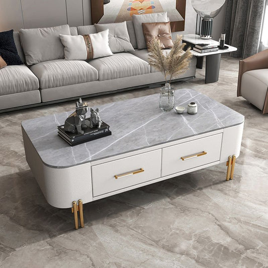 Slate Rectangular Coffee Table 4 Legs Single Coffee Table with 2 Drawers Clearhalo 'Coffee & Accent Tables' 'Coffee Tables' 'coffee_tables' 'furn' 'furn_coffee_tables' 'Furniture' 'Living Room Furniture' 1200x1200_eaef1d78-863b-477e-99da-7fb0c9d7c333