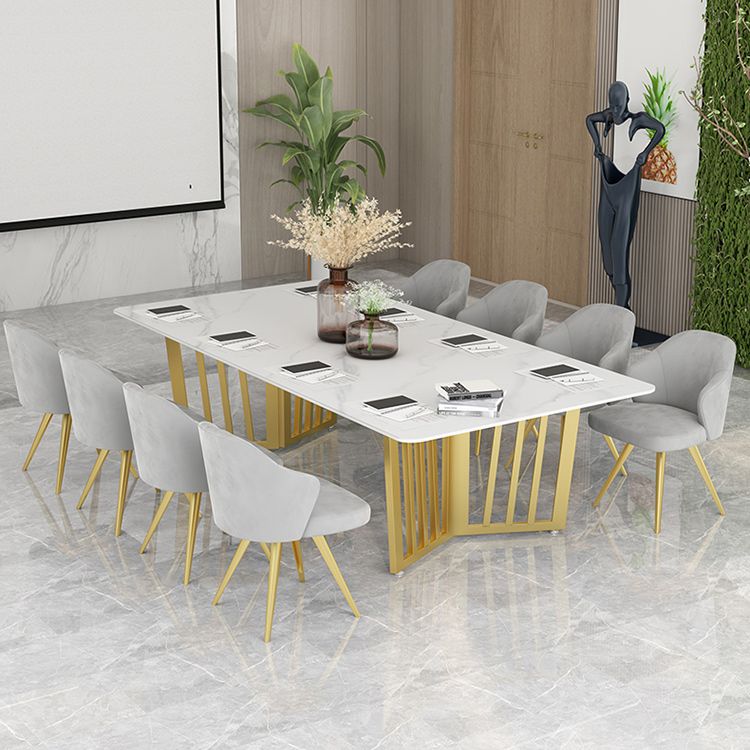 Glam Style Rectangular Office Desk White Top Writing Desk with Sled Base Clearhalo 'furn' 'furn_office_desk' 'Furniture' 'furniture_office_desk' 'Office Desks' 'Office Furniture' 'office_desk' 1200x1200_eaefda18-efcc-4c4c-a41e-2d94a95cac97