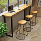 Solid Wood Bar Stool and Table Set 1/4/7 Pcs Black Iron Base Bar Table and Stools Clearhalo 'Bar Furniture' 'furn' 'furn_home_bar_bar_sets' 'Furniture' 'Home Bars & Bar Sets' 'home_bar_bar_sets' 'Kitchen & Dining Furniture' 1200x1200_eaf0285c-9909-44af-b1d2-6f67114c602c