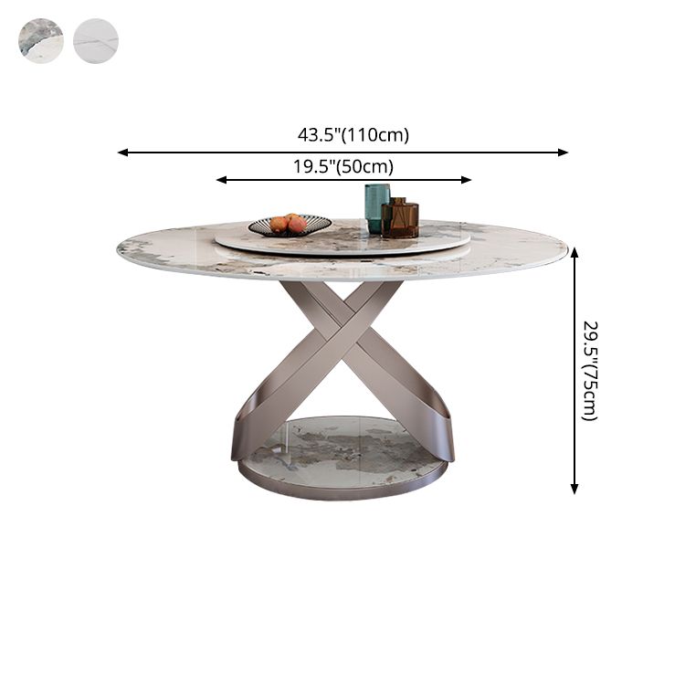 29.52''H Glam Round Dining Table Standard Sintered Stone Dining Table with Pedestal Base Clearhalo ' dining_table' 'Dining Tables & Seating' 'Dining Tables' 'furn' 'furn_dining_table' 'Furniture' 'furniture_dining_table' 'Kitchen & Dining Furniture' 'kitchen&dining_furn' 'kitchen' 'kitchen_dining_table' 1200x1200_eaf0e444-949a-49e0-add2-461bc5fe8afb