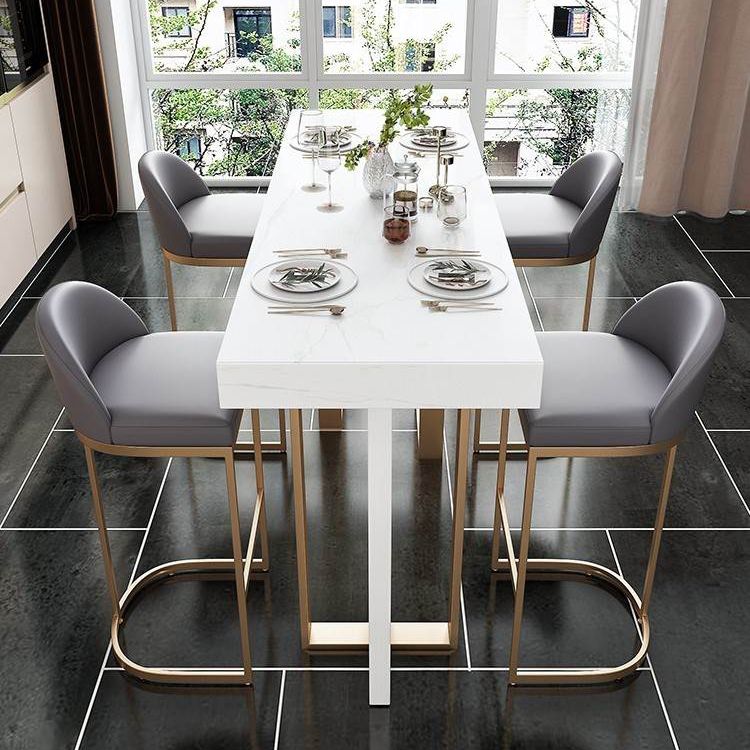 Ensemble de table de bar Glam 1/5 pièces, table de comptoir rectangulaire en pierre avec tabourets hauts pour balcon