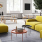 Table basse à plateau rond en acier moderne du milieu du siècle, table de cocktail à 4 pieds