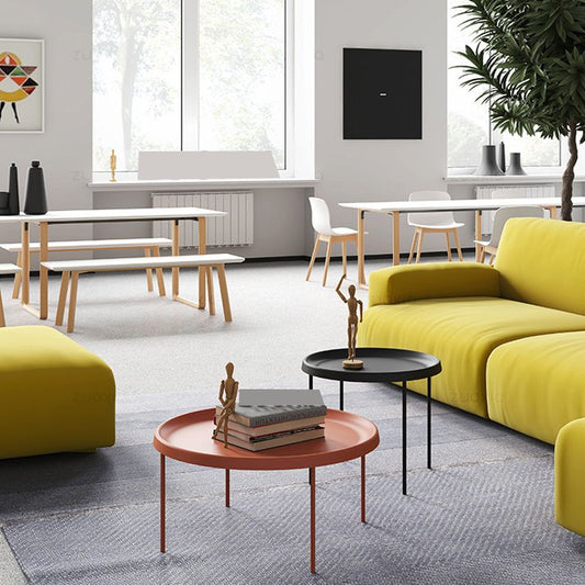 Cóctel de la mesa de café de la bandeja redonda de acero moderna de mediados de siglo 4 Mesa de cóctel