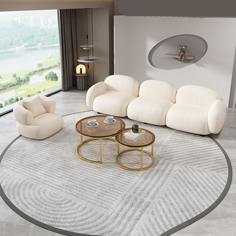 Contemporary Fabric Standard Settee Tight Back Rolled Arm Sofa