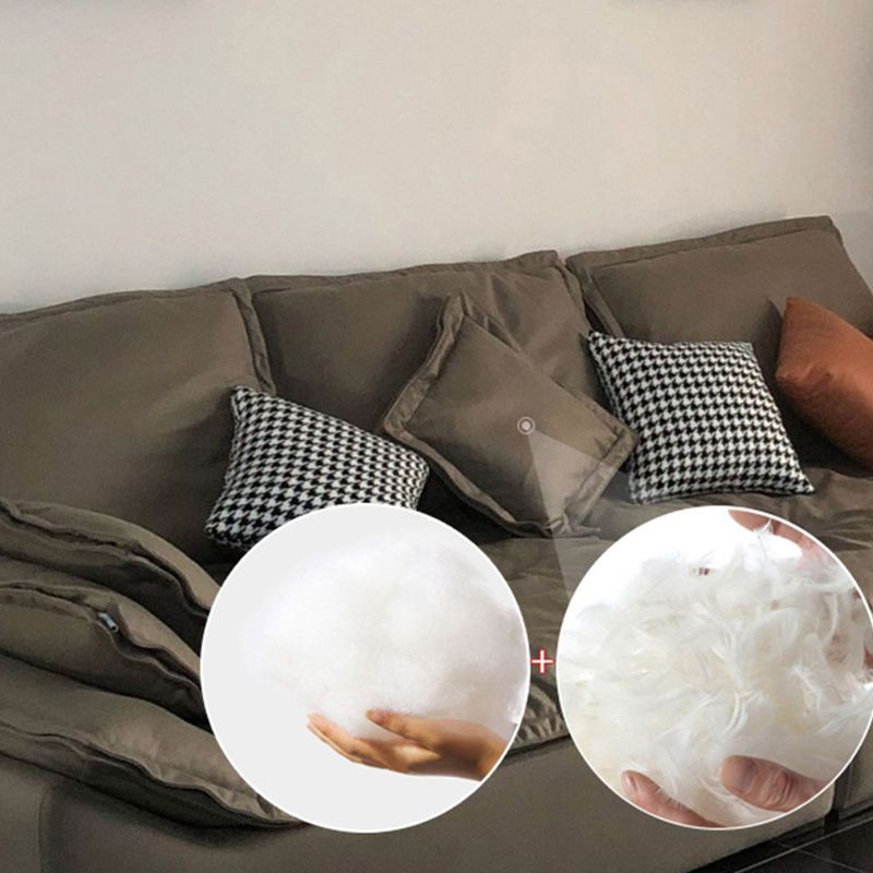 ステイン耐性フェイクレザーリビングルーム枕トップアームダークグレーソファ