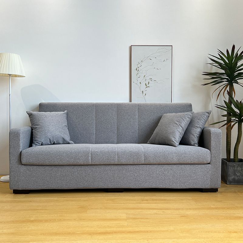 Salon contemporain biscuit arrière carré bras argent canapé stationnaire