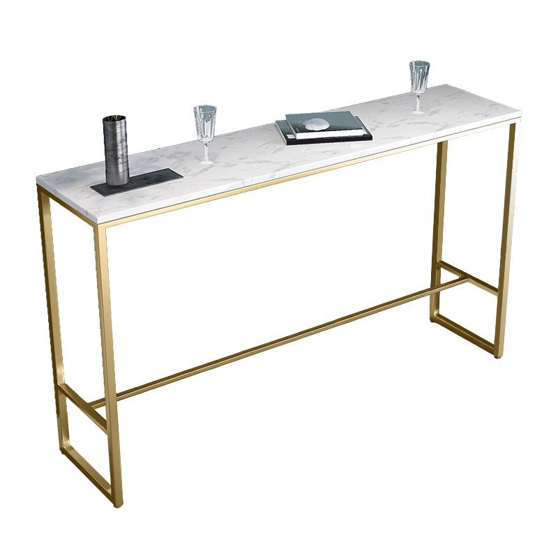 Glam Style Marble Bar Dining Table Rectangle Bar Table in White Clearhalo 'Bar Furniture' 'Bar Tables' 'bar_tables' 'furn' 'furn_bar_tables' 'Furniture' 'Kitchen & Dining Furniture' 1200x1200_eaf3deab-9b7e-4b6b-9bbf-fb5db2c057eb