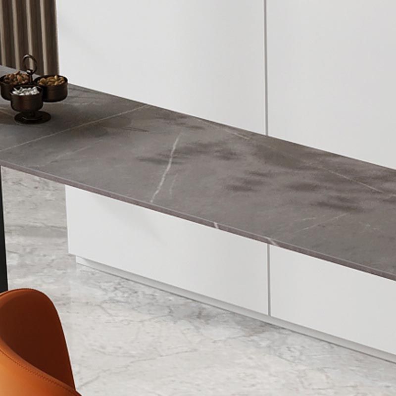 Industrial Style Rectangle Stone Bar Table 42-inch Height Steel Pedestal Bistro Table