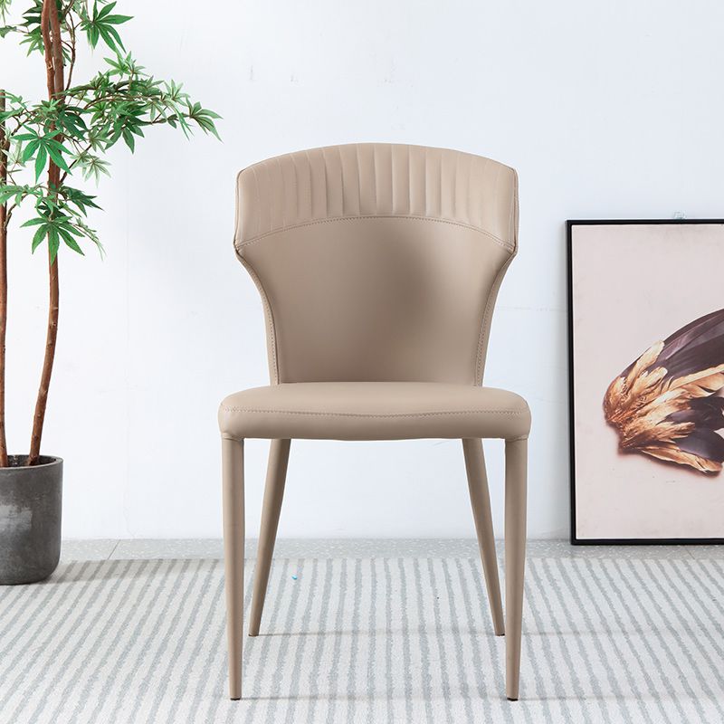 Sedie da pranzo in pelle minimalista senza braccioli senza braccioli