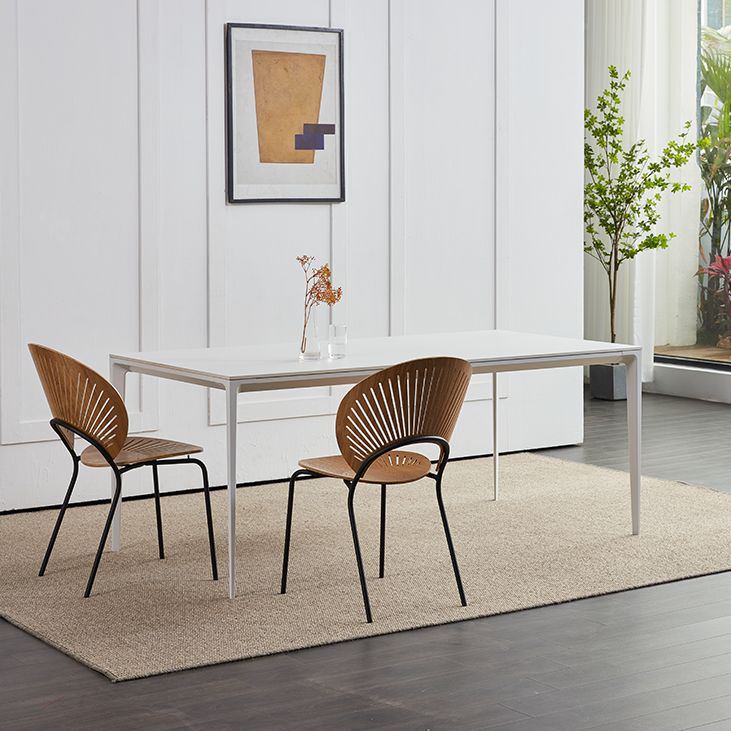 Contemporary Sintered Stone Standard Dining Set Rectangle Kitchen Dining Set in White Clearhalo 'Dining Room Sets' 'Dining Tables & Seating' 'dining_room_set' 'furn' 'furn_dining_room_set' 'Furniture' 'furniture_dining_room_set' 'Kitchen & Dining Furniture' 'kitchen&dining_furn' 'kitchen' 1200x1200_eaf53ae3-89b5-4fc3-ad13-5d7bdb878c24