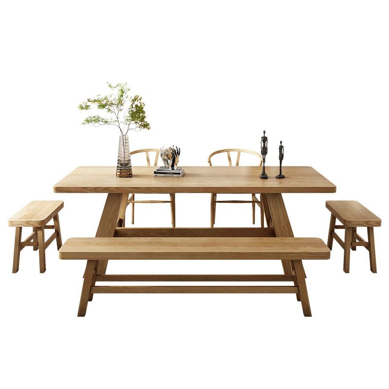Industrial 1/6 Pieces Dining Set Rectangle Wood Dining Table for Dining Room Clearhalo 'Dining Room Sets' 'Dining Tables & Seating' 'dining_room_set' 'furn' 'furn_dining_room_set' 'Furniture' 'Kitchen & Dining Furniture' 1200x1200_eaf6e695-bbb5-4973-965d-8da8bce3e83c