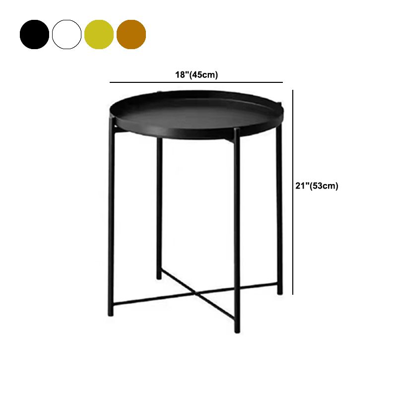 Tavolino rotondo in metallo della metà del secolo gambe trasversali diagnostruiti da 17,72 "