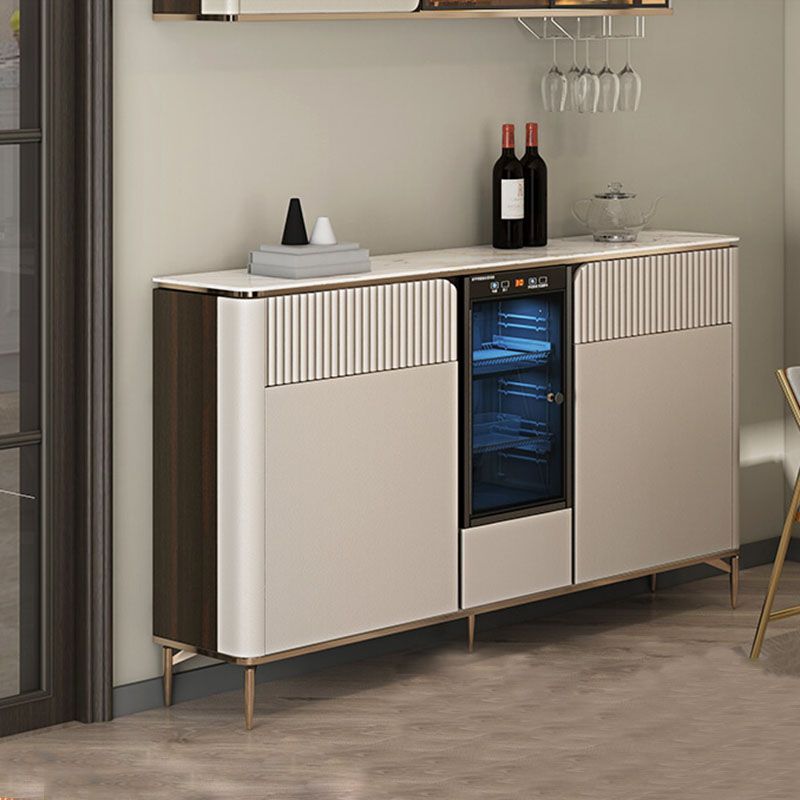 Glam Style Buffet Sideboard White Sintered Stone Top Server with Door and Drawer Clearhalo 'buffet_sideboard' 'Buffets & Sideboards' 'furn' 'furn_buffet_sideboard' 'Furniture' 'Kitchen & Dining Furniture' 1200x1200_eaf8fc1c-a55c-4738-8bbe-709c1a685048