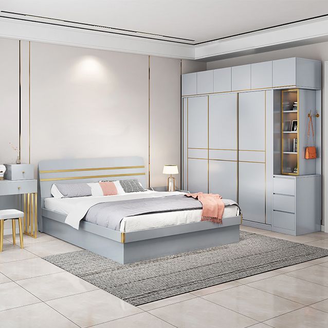 Grijze kleur garderobe armoire houten zachte close deur garderobe kast met 2-ladel