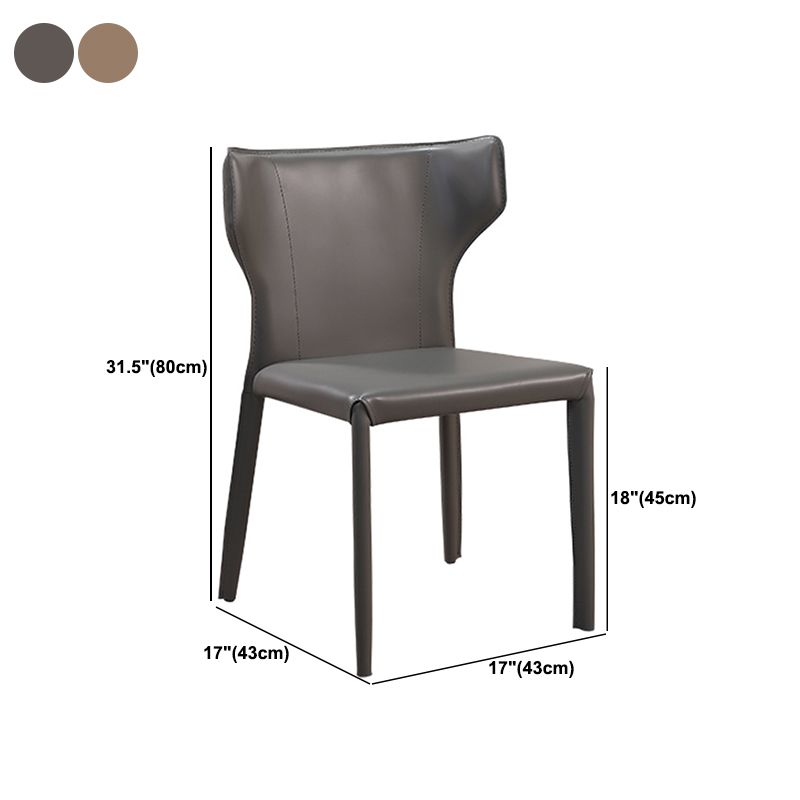 Matte Finish Wingback Side Chair Contemporary Dining Chair with Leather Legs