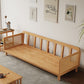 89" Wide Square Arm Sofa 3-Seater Solid Wood Sofa with Rattan Accent
