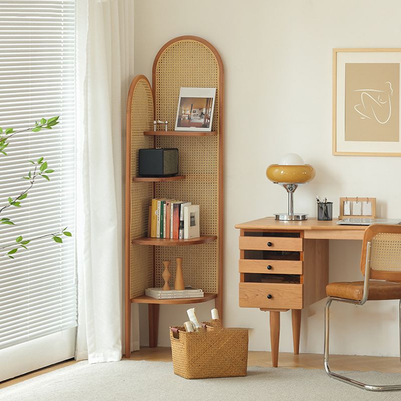 Hoek houten 4-laags plank hedendaagse boekenkast met planken