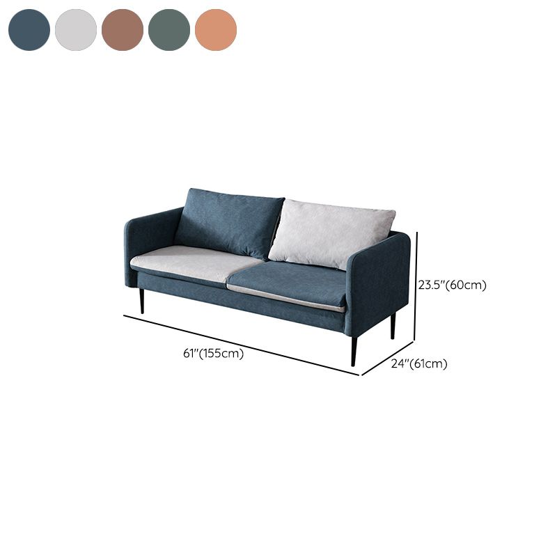 Contemporary Faux Leather Sofa Square Arm Loveseat for Apartment
