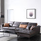 Contemporary Stain-Resistant Faux Leather Dark Gray for Living Room Sofa