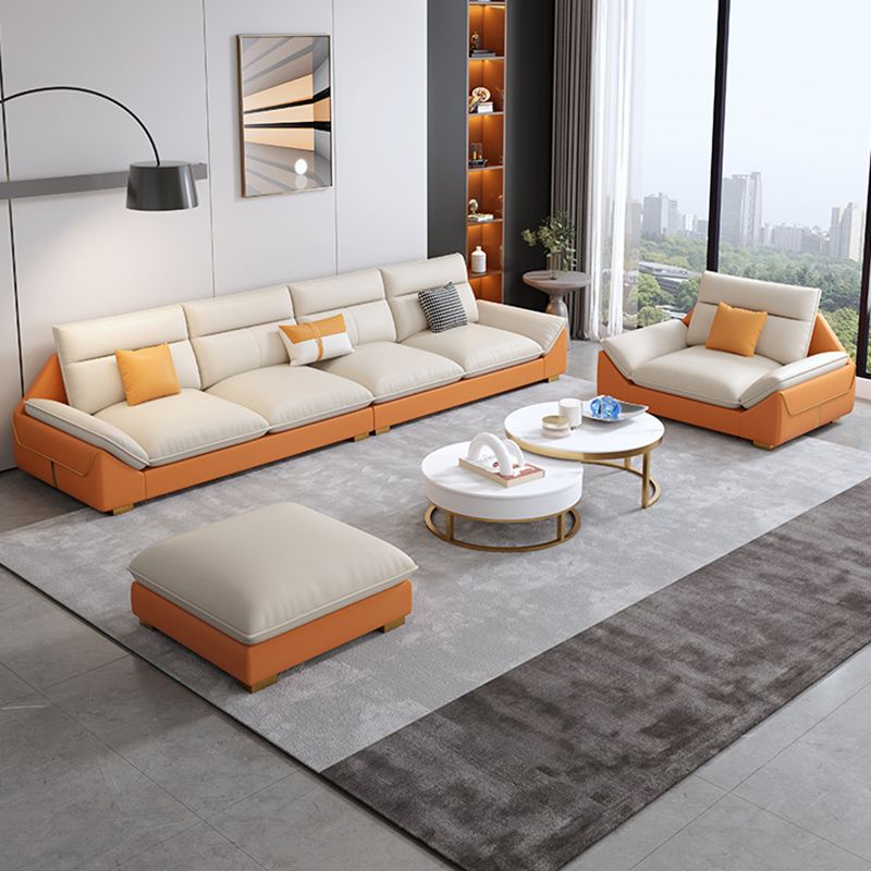 Sofa en coupe orange 35.43 "Sofa modulaire en faux cuir de haut avec coussins amovibles