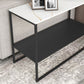 Modern Rectangular Stone End Table Sled Sofa Side Table with Shelf