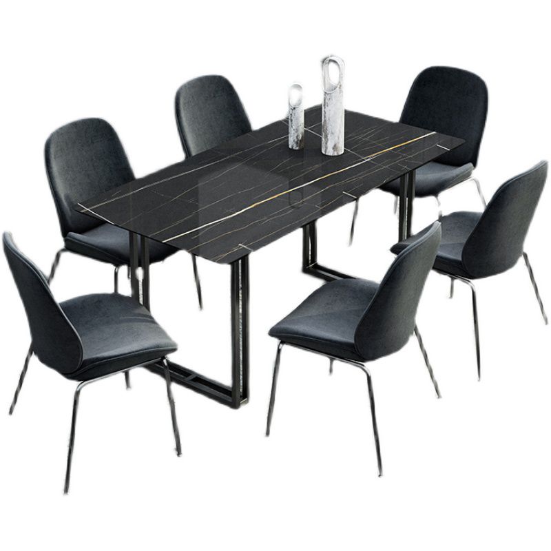 Modern 1/5/7 Pieces Dining Set Sintered Stone Dining Table with Leather Chairs Clearhalo 'Dining Room Sets' 'Dining Tables & Seating' 'dining_room_set' 'furn' 'furn_dining_room_set' 'Furniture' 'furniture_dining_room_set' 'Kitchen & Dining Furniture' 1200x1200_eb032643-953c-4924-9e41-ea19ea883f4e