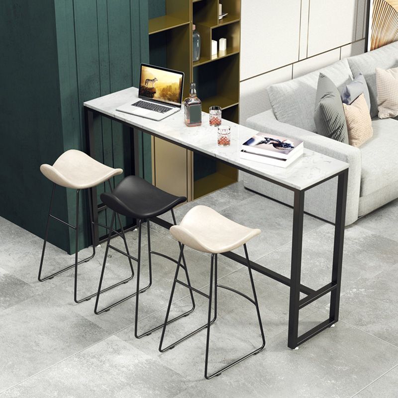 Industrial Style Rectangle Bar Table Faux Marble Bar-Height Bar Dining Table Clearhalo 'Bar Furniture' 'Bar Tables' 'bar_tables' 'furn' 'furn_bar_tables' 'Furniture' 'Kitchen & Dining Furniture' 1200x1200_eb03c3b5-db3d-42e8-a4e2-4448f090f5c0