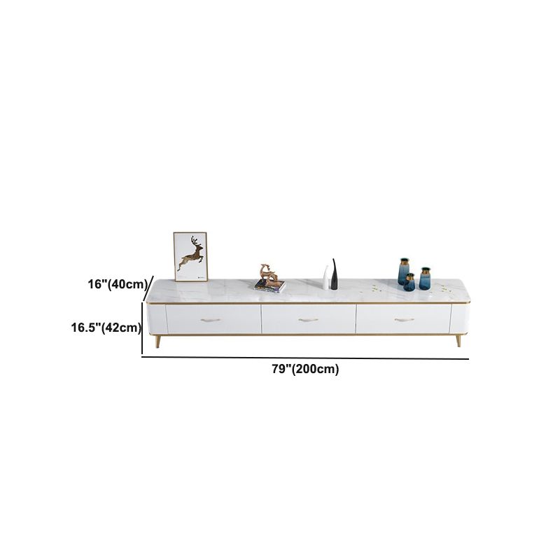 Contemporary TV Console in White TV Stand for TVs with Drawers