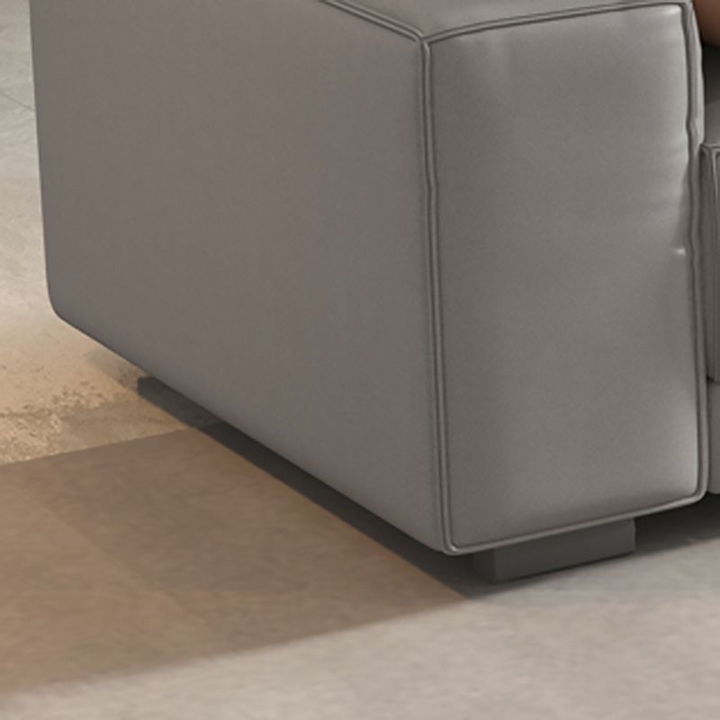 Contemporary Stain-Resistant Faux Leather L-Shape Square Arm Sofa